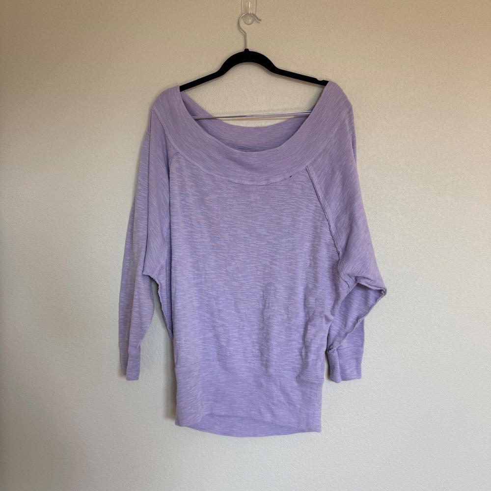 We The Free Free People Lavender Slub Knit Dolman Sleeve Boat Neck Top Medium
